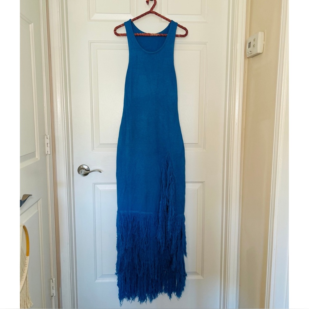 Missguided Ribbed Knit Sweater Dress w/ Dramatic Fringe Hem - Picture 6 of 8